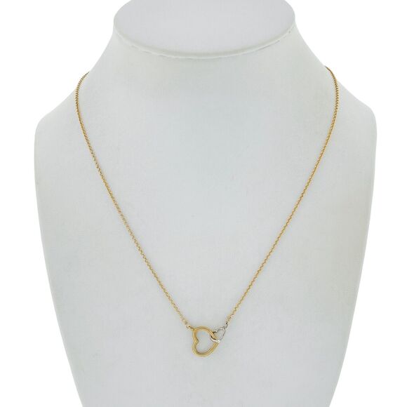 Vintage NC Sterling Silver 925 Gold Tone Interlocking Hearts Necklace 16"-18" - Picture 3 of 5